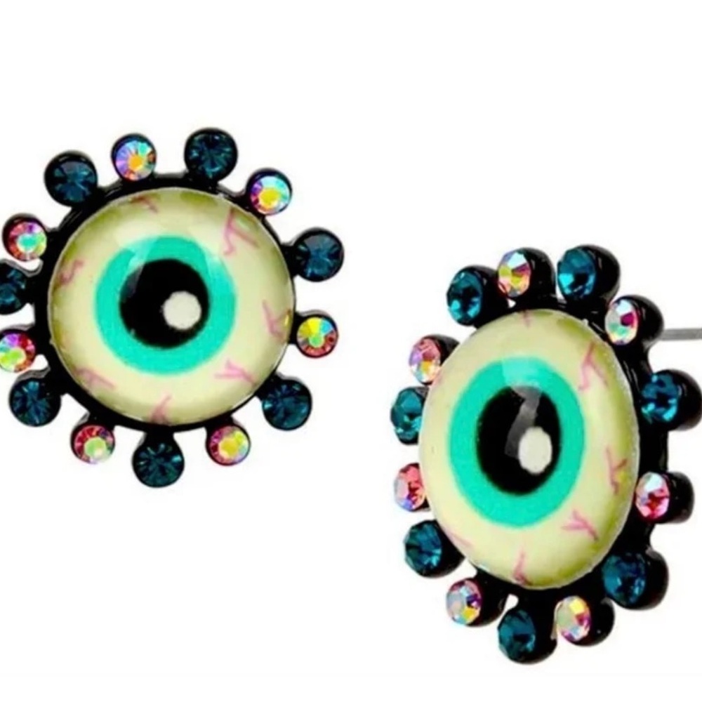 New New Betsey Johnson Eye Ball Button Earrings